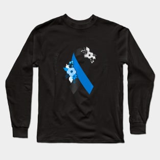 Ocular Melanoma Awareness Floral Black Blue Long Sleeve T-Shirt